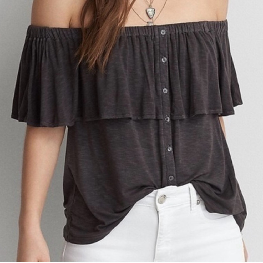 American Eagle Soft & Sexy Slub Off Shoulder Top Size Medium